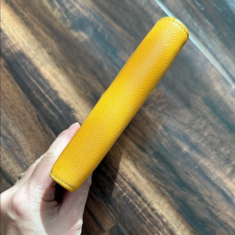 Celine Yellow Textured Leather Agenda Cover with Gold-Tone Snap
